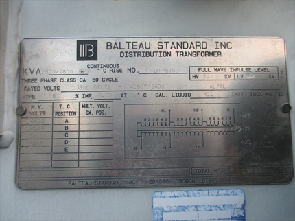 2500 KVA Balteau Substation Oil Transformer