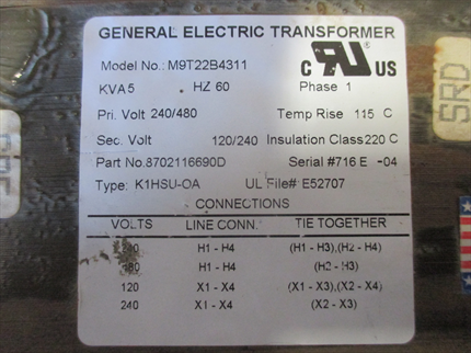 5 KVA General Electric General Purpose Transformer