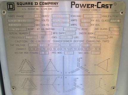 1000 KVA Square D Substation Dry Transformer